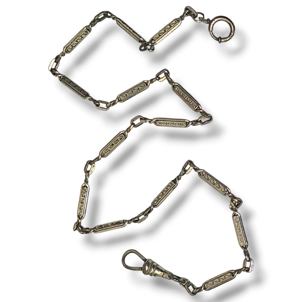 Vintage/Antique Silver Tone Pocket Watch Chain 13"